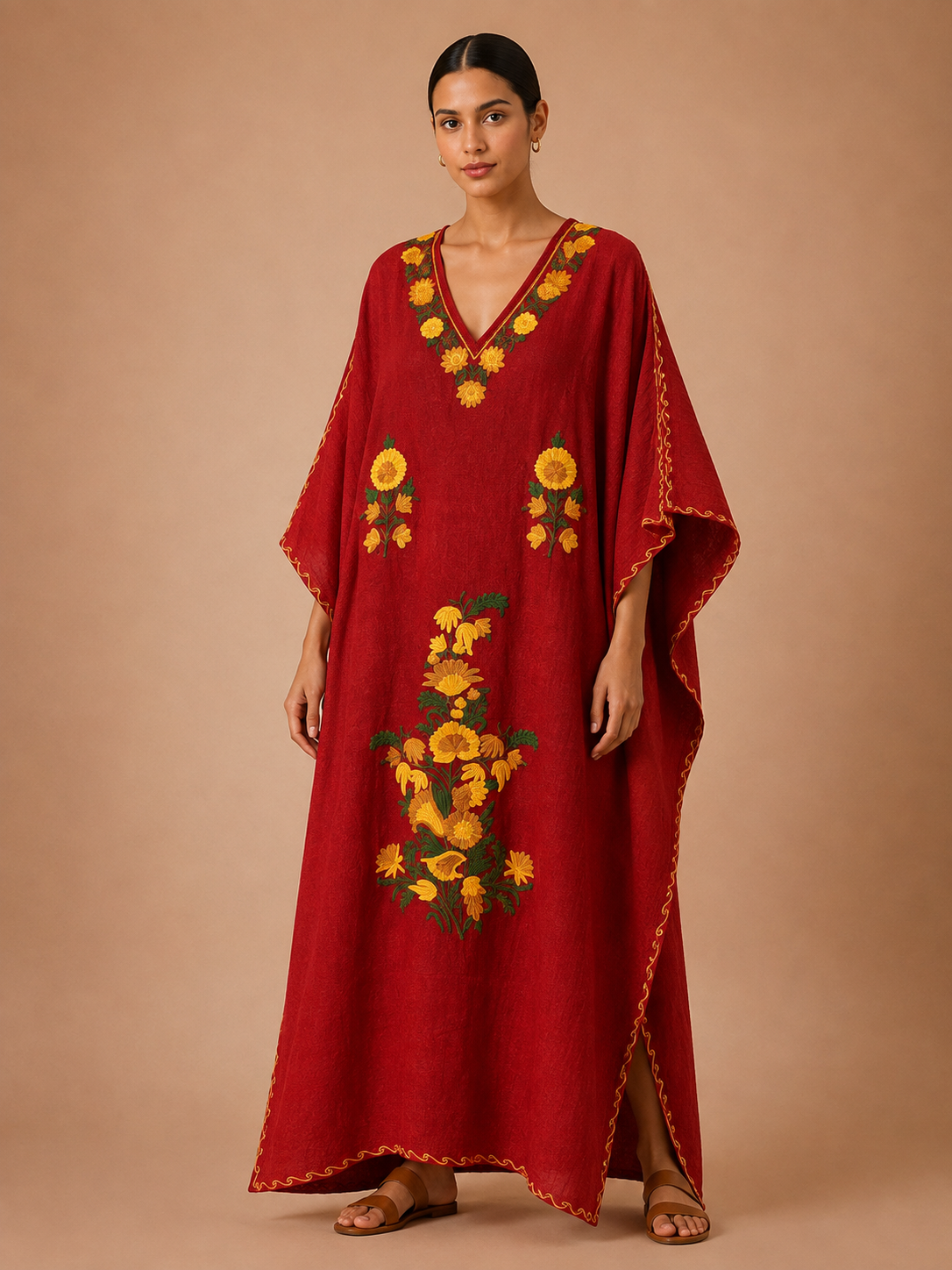 Kaftan de Algodão Bordado