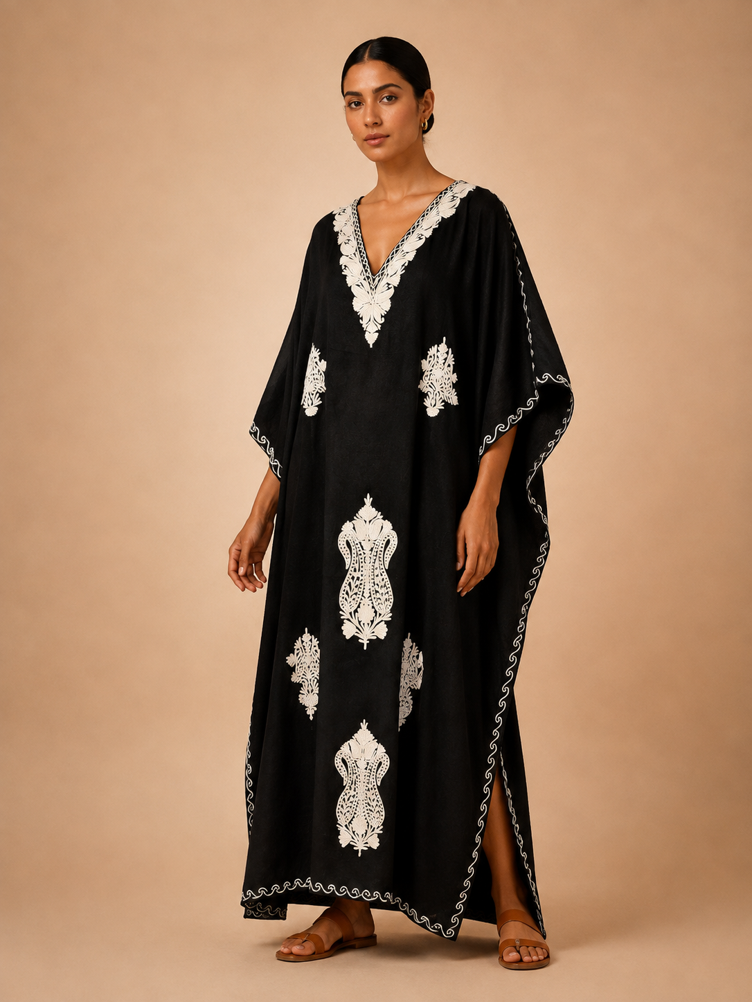 Kaftan de Algodão Bordado