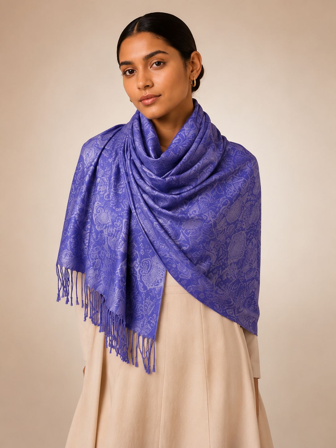 Pashmina 100% Seda com Franja