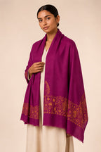 Pashmina Cashmere Bordada com Fio Metálico