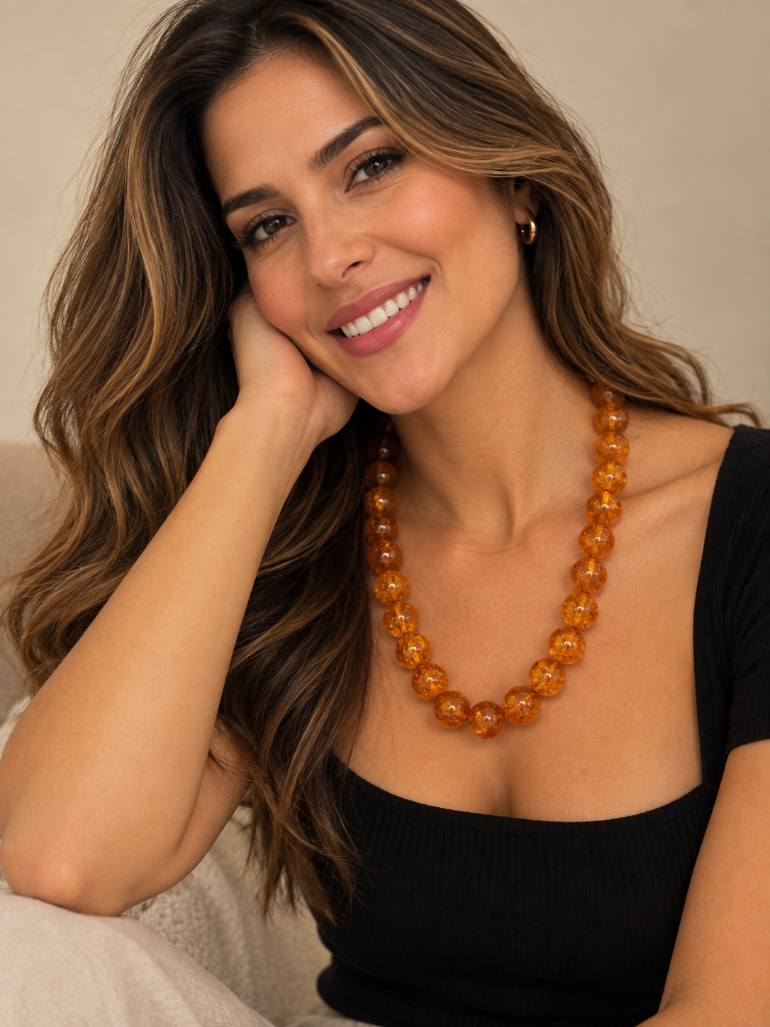 Colar de Âmbar Laranja