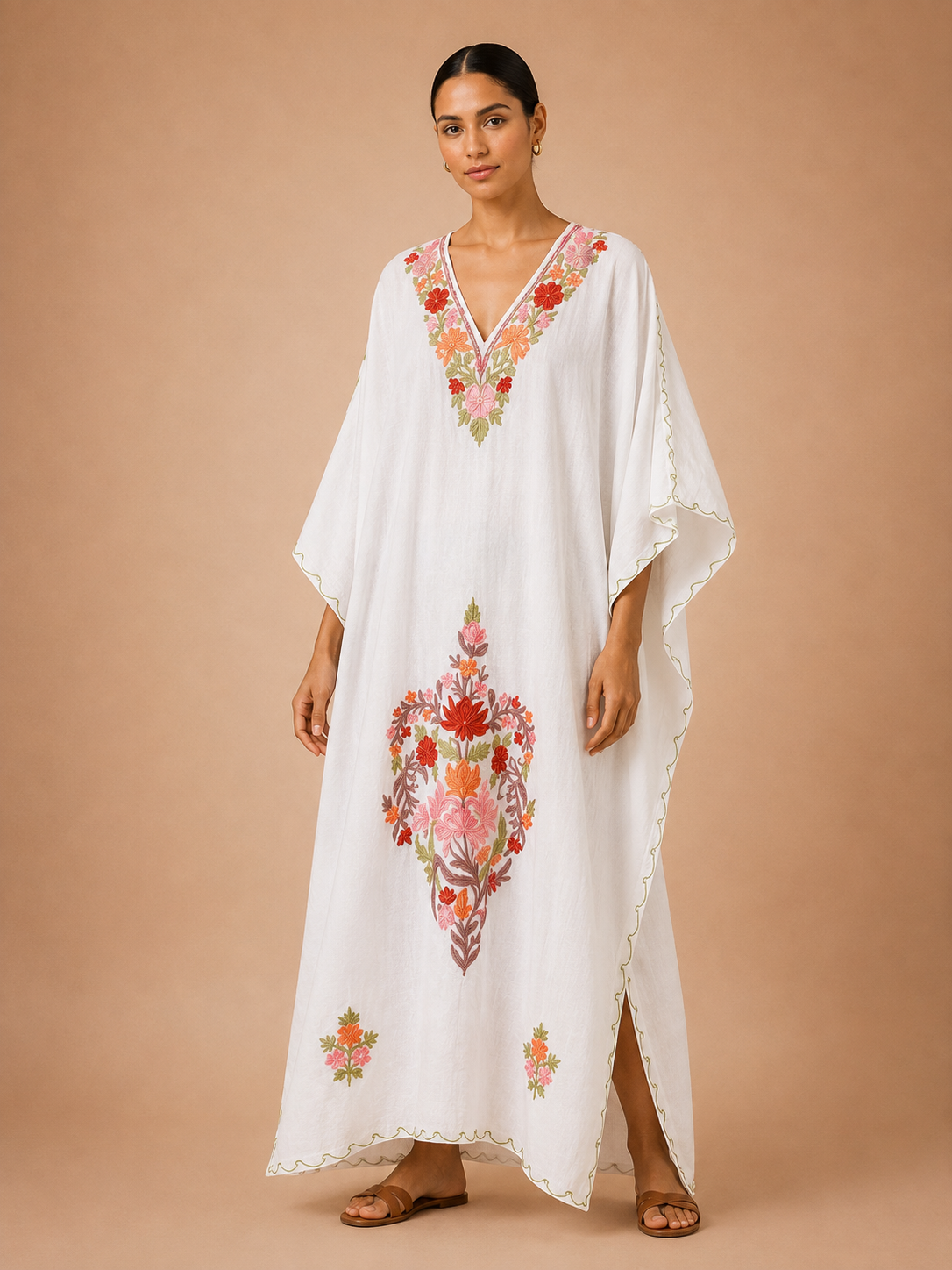 Kaftan de Algodão Bordado