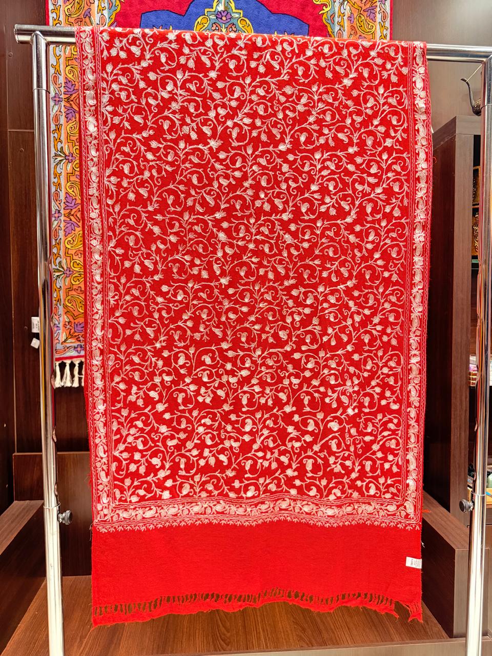 Pashmina Cashmere Bordada com Fio Metálico