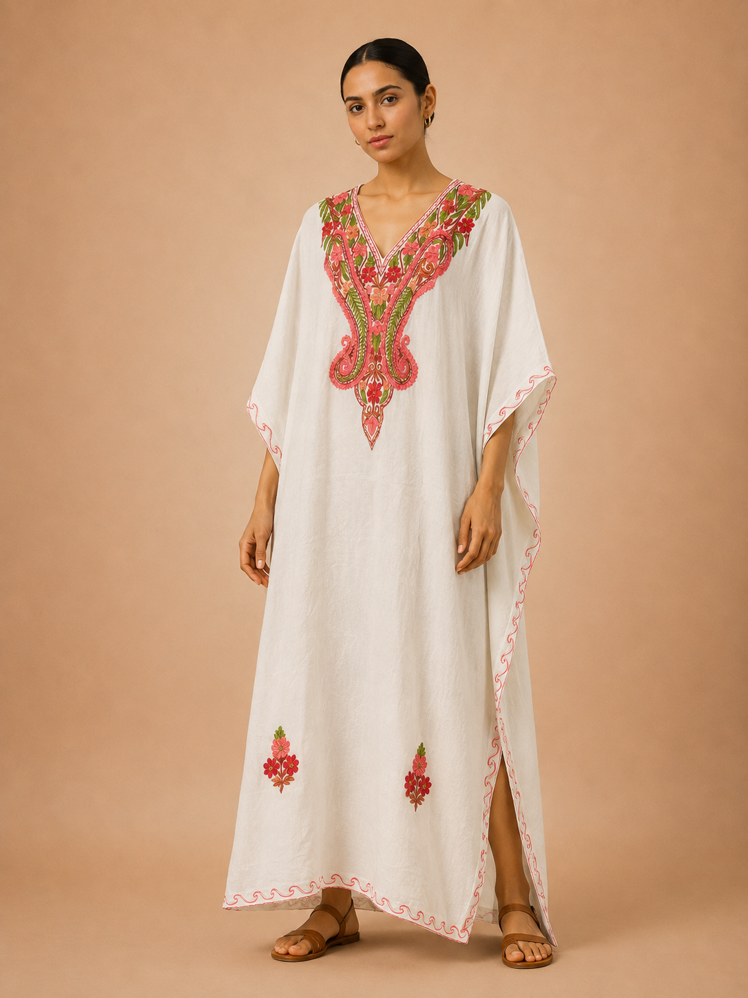 Kaftan de Algodão Bordado