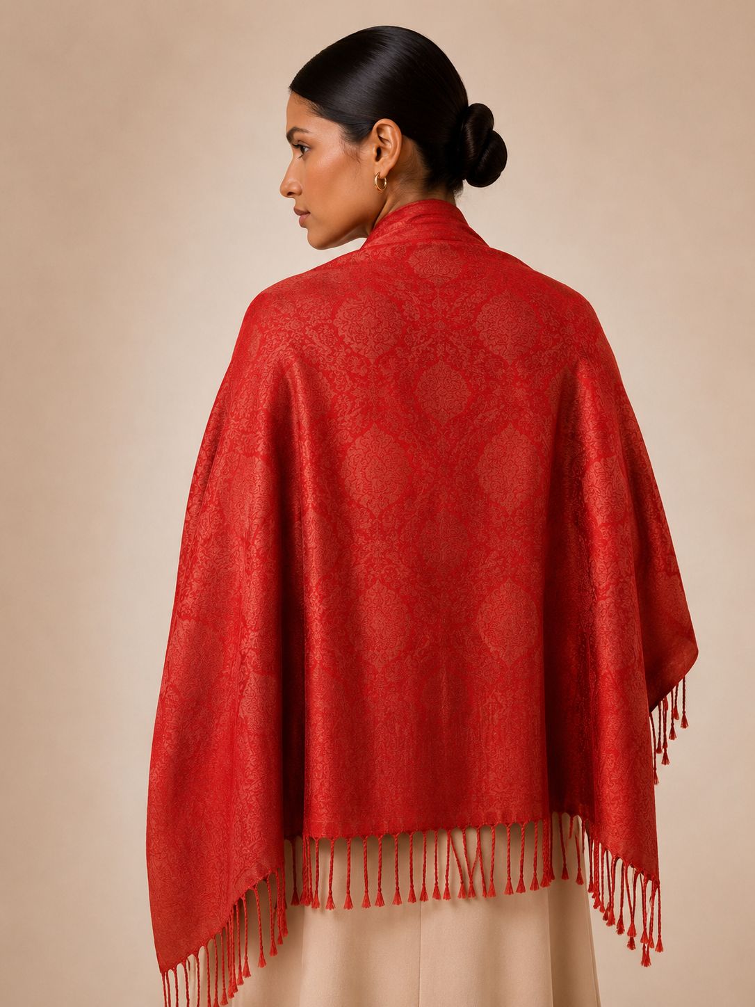 Pashmina 100% Seda com Franja