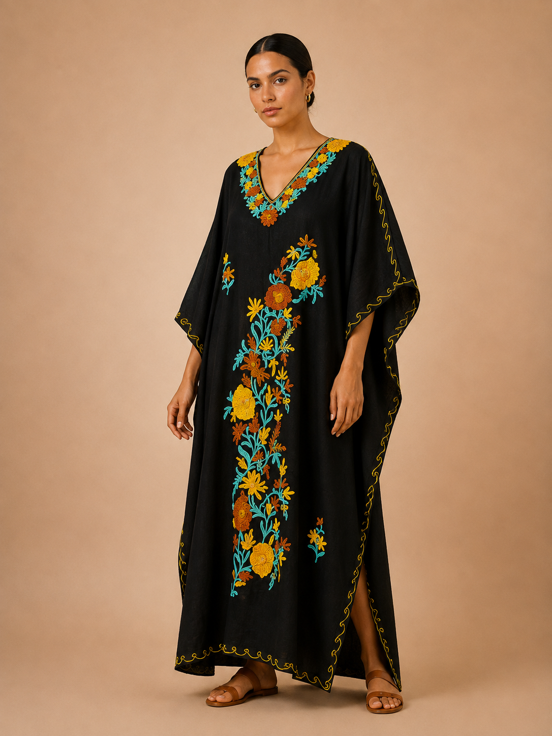 Kaftan de Algodão Bordado