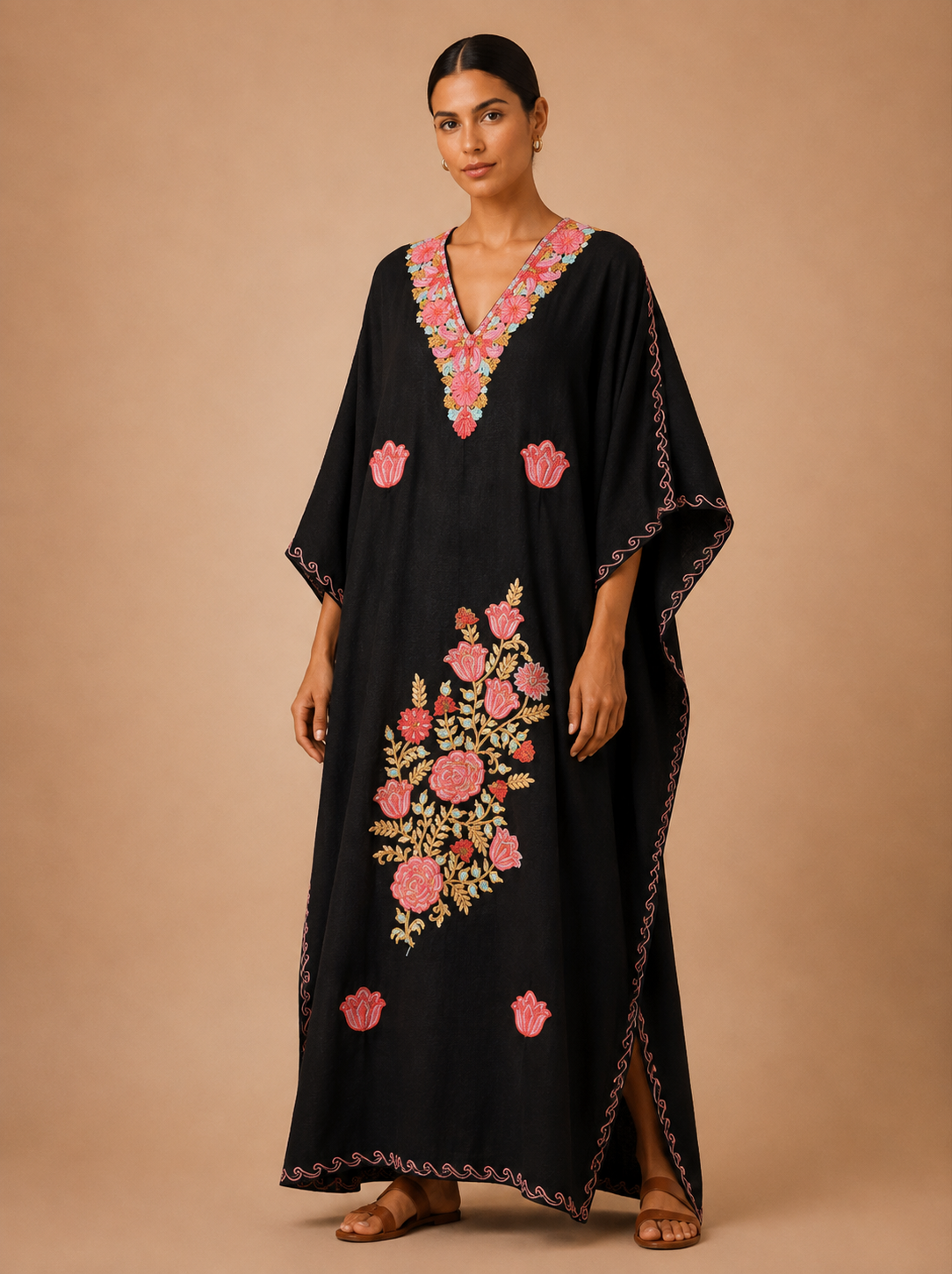 Kaftan de Algodão Bordado