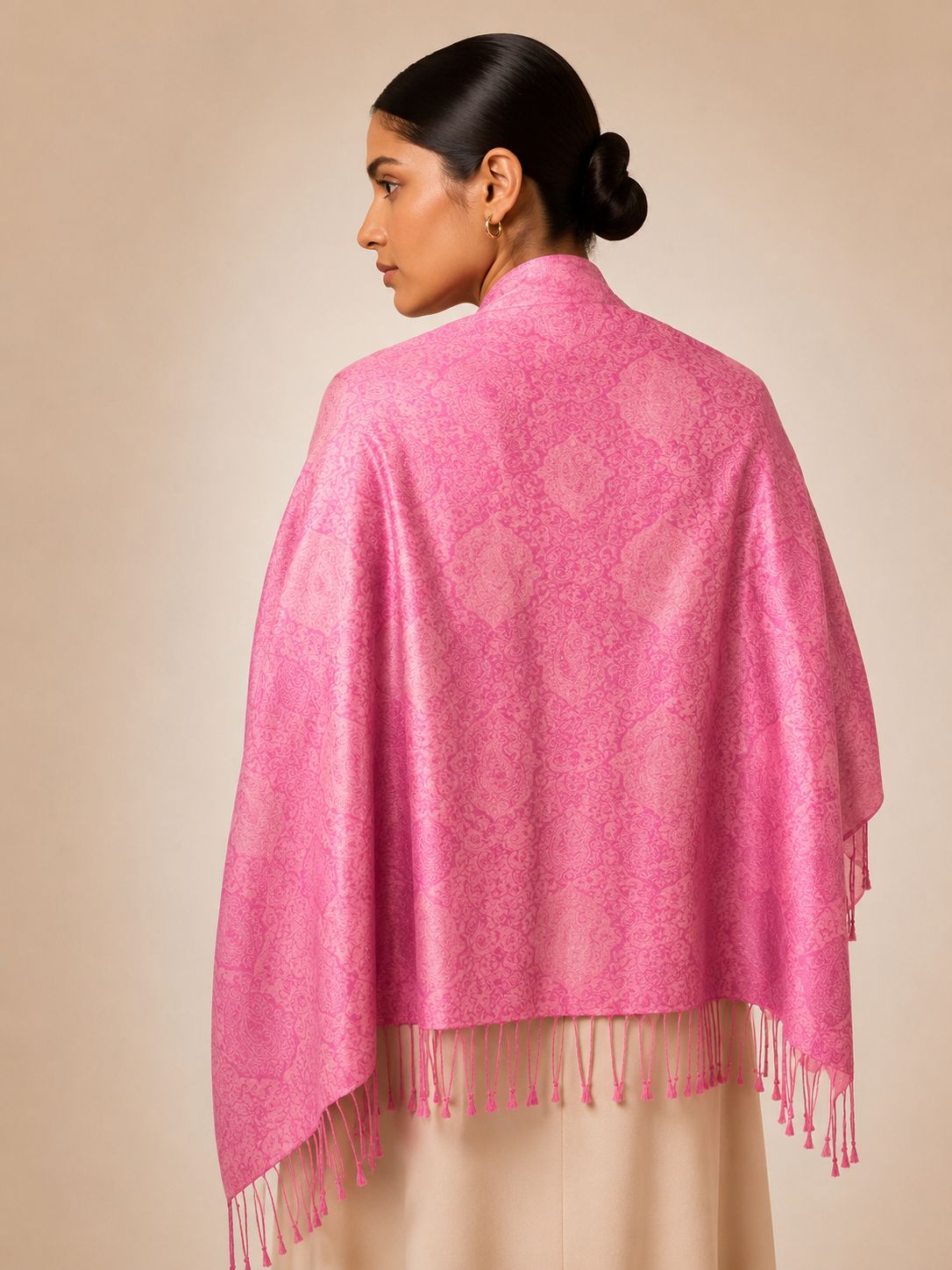 Pashmina 100% Seda com Franja