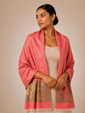 Pashmina Jacquard Paisley com Barra Ornamental — Coral