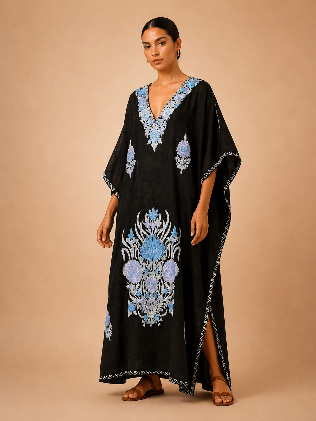 Kaftan de Algodão Bordado