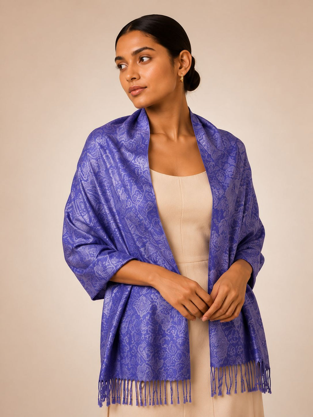 Pashmina 100% Seda com Franja