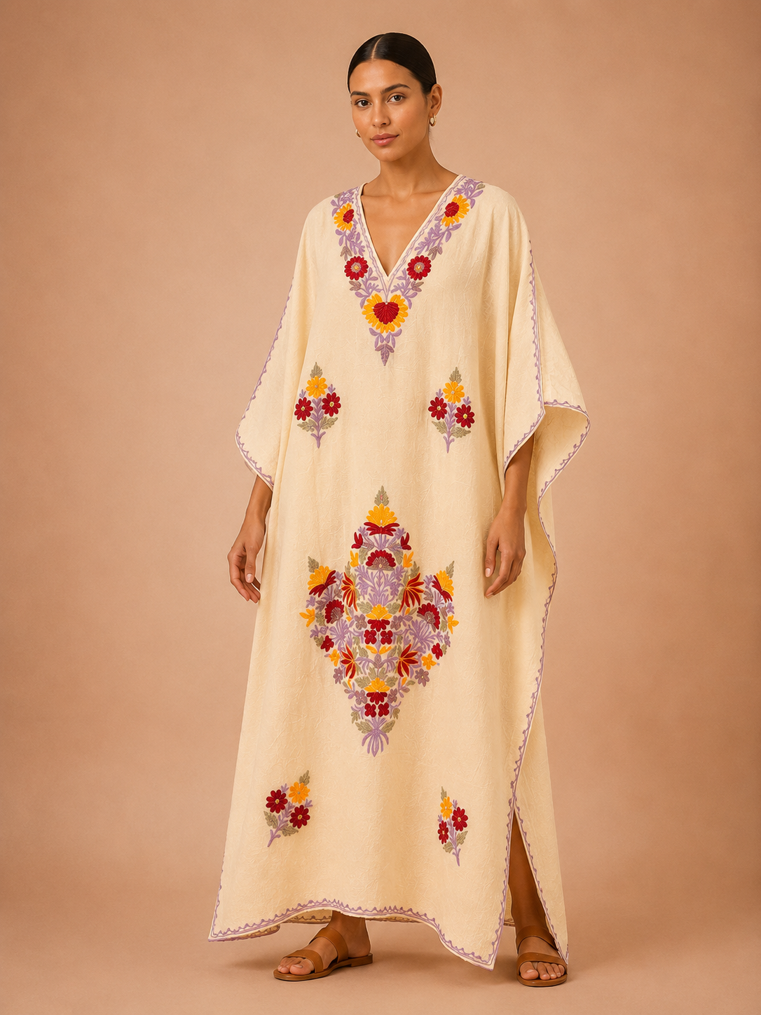Kaftan de Algodão Bordado