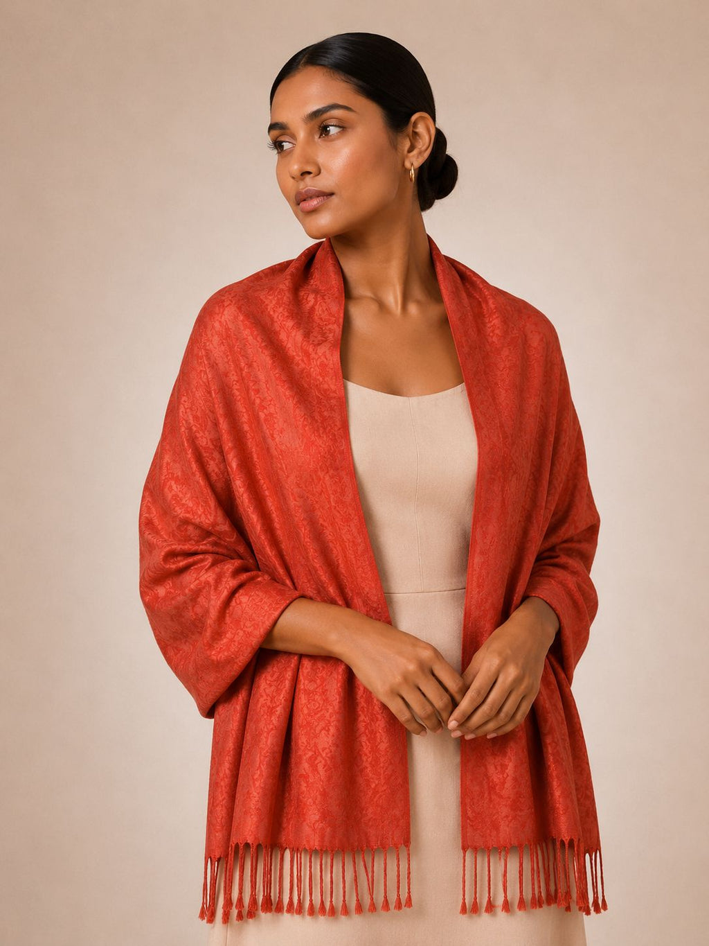 Pashmina 100% Seda com Franja