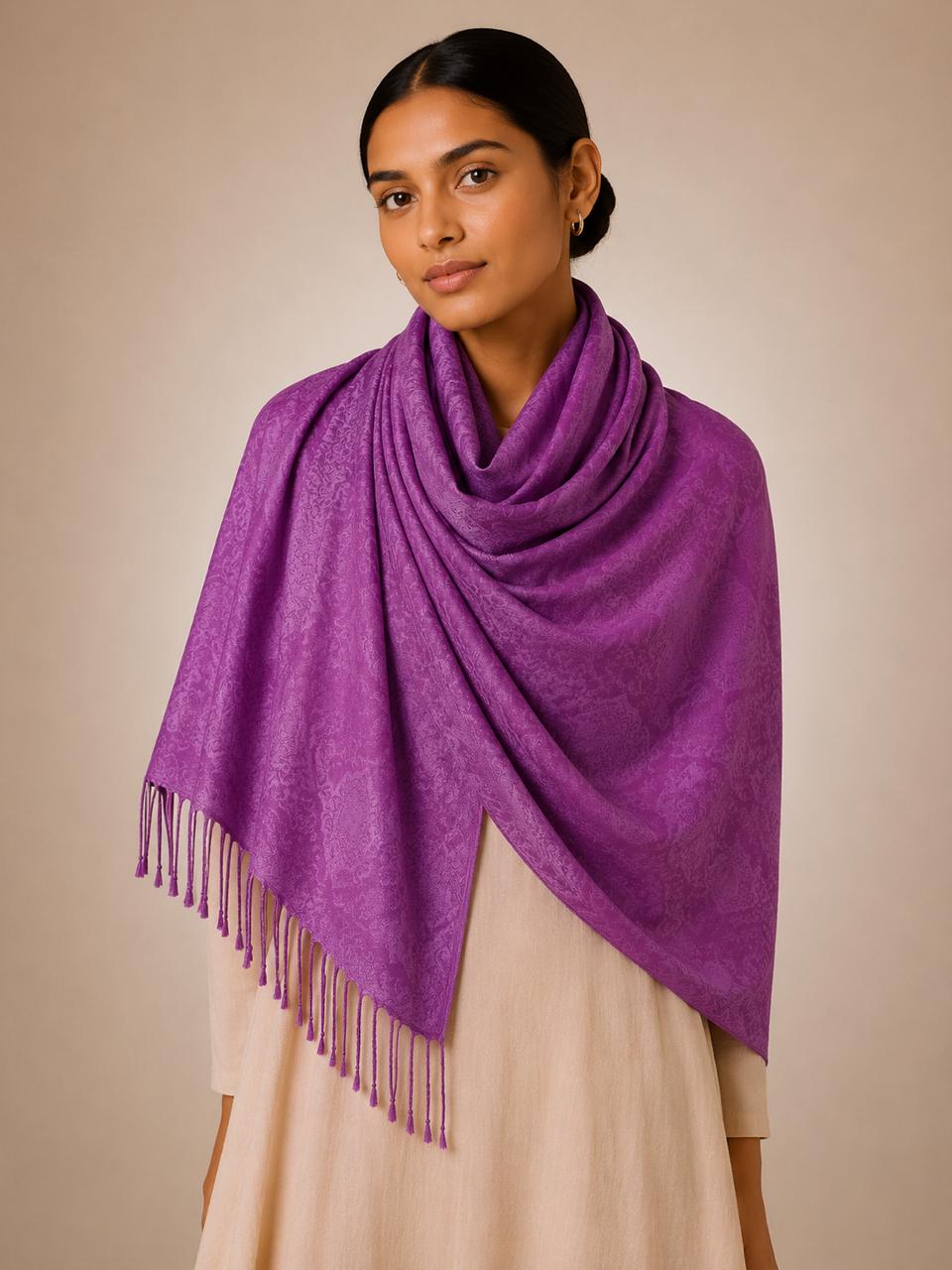 Pashmina 100% Seda com Franja