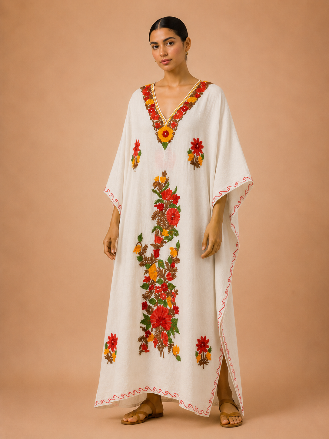 Kaftan de Algodão Bordado
