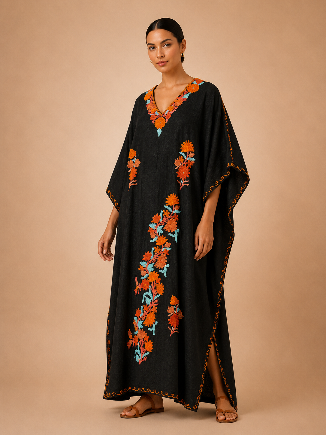Kaftan de Algodão Bordado