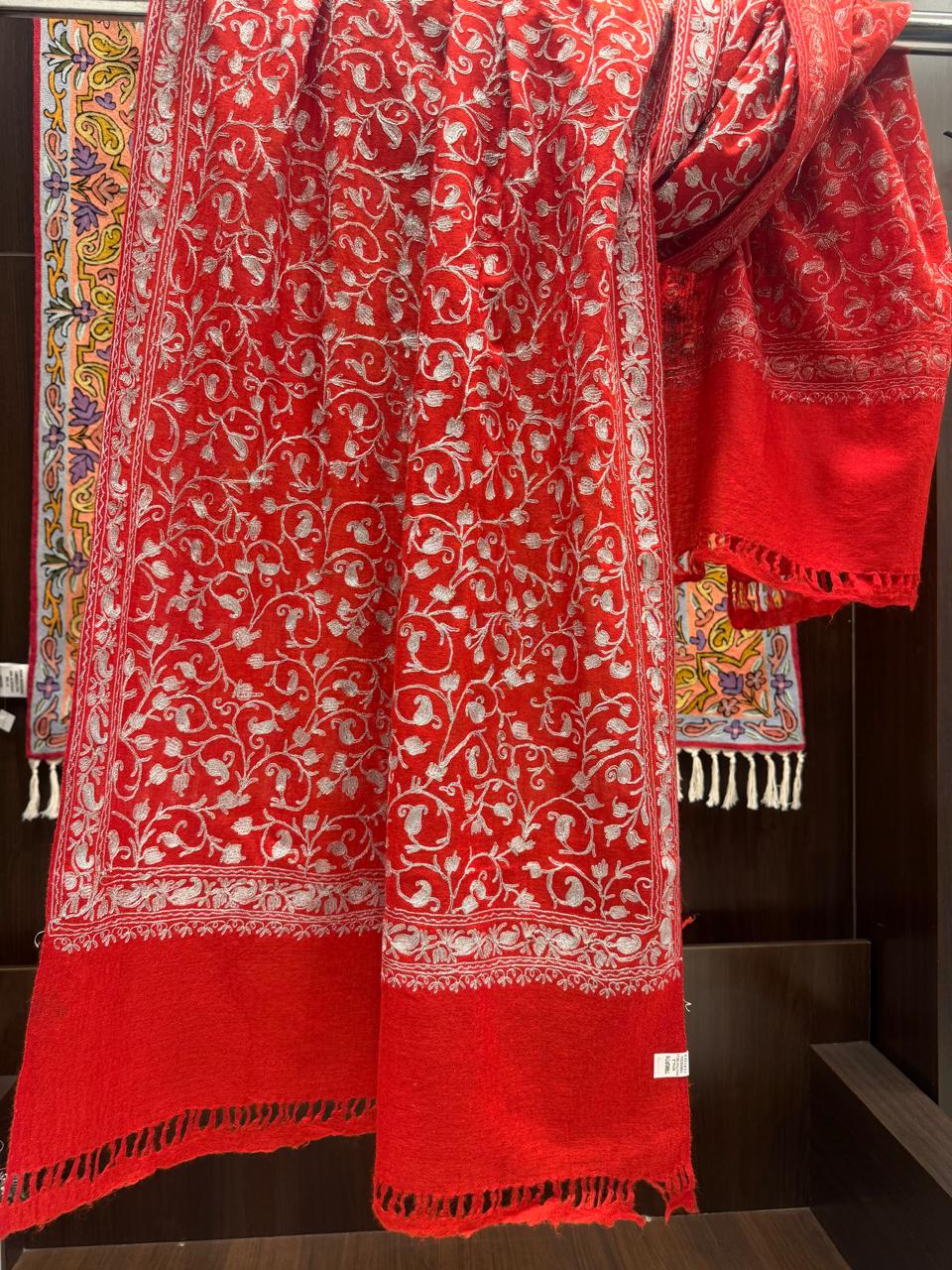 Pashmina Cashmere Bordada com Fio Metálico