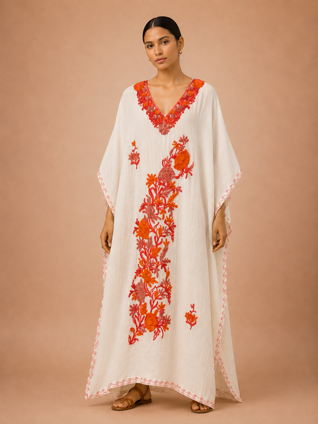 Kaftan de Algodão Bordado