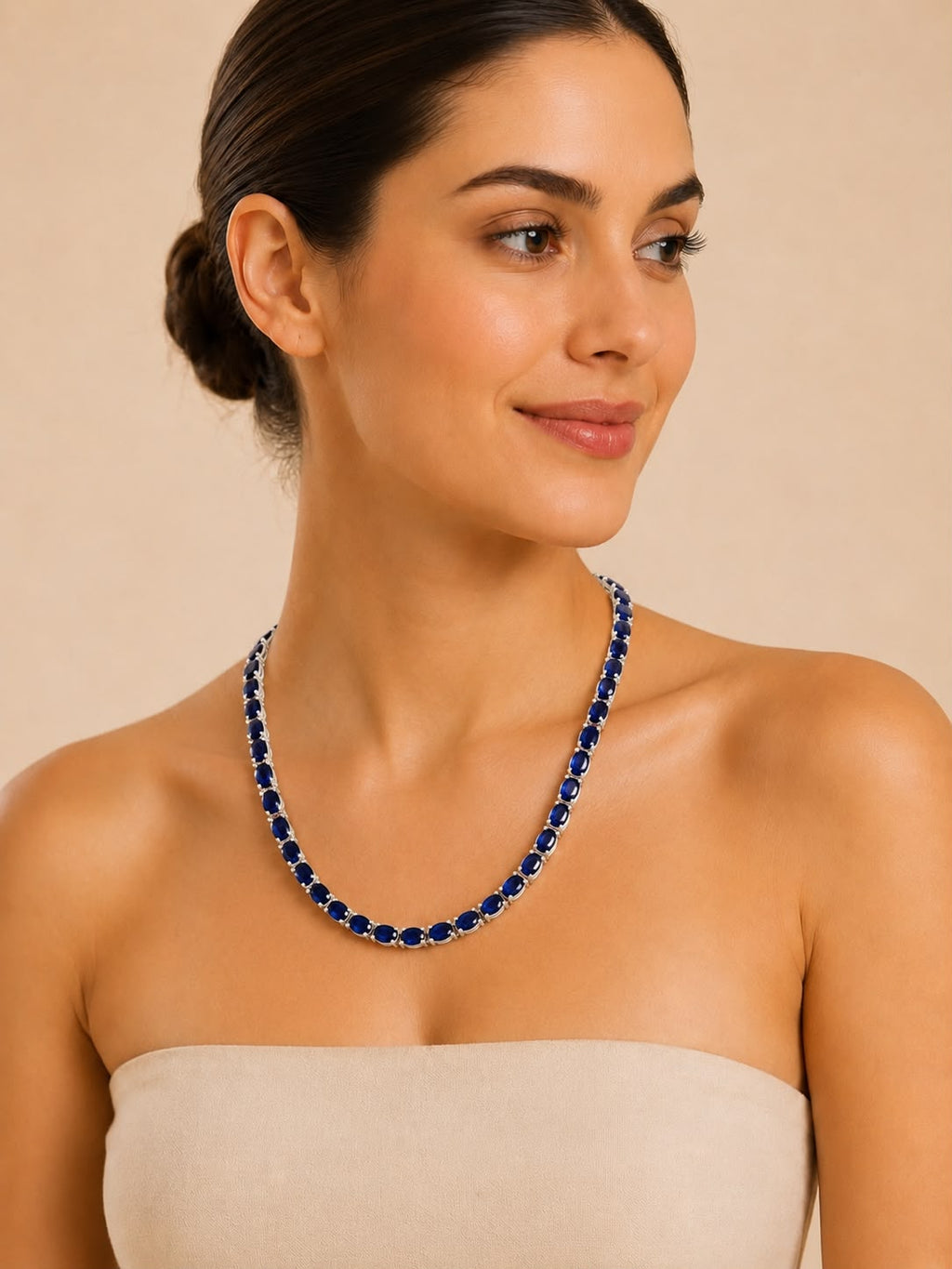 Colar Riviera Prata 925 com Safira Azul