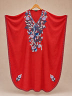 Kaftan Bordado – Vermelho Laranja Floral Azul
