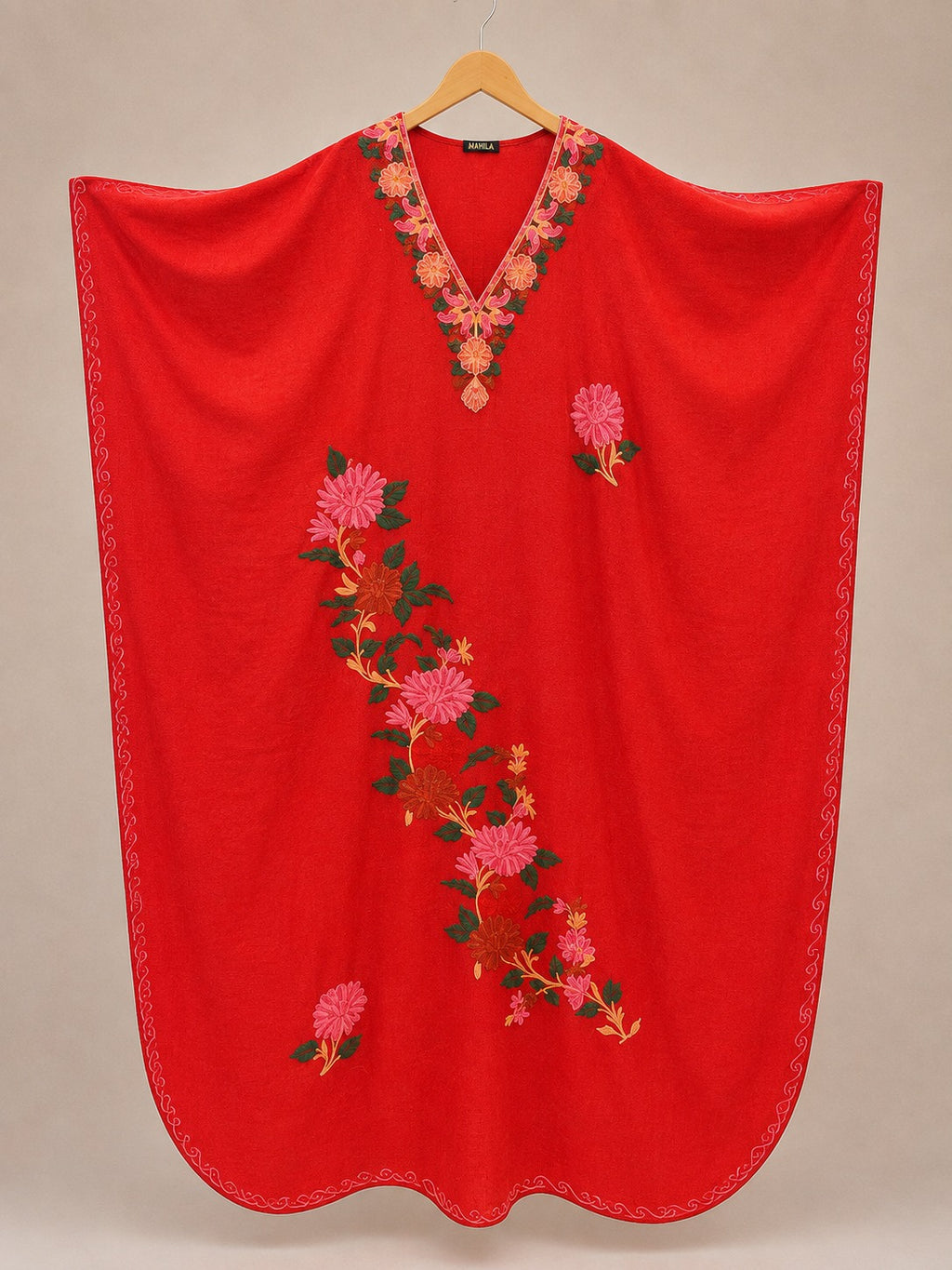 Kaftan Bordado – Vermelho Crisântemo Malva