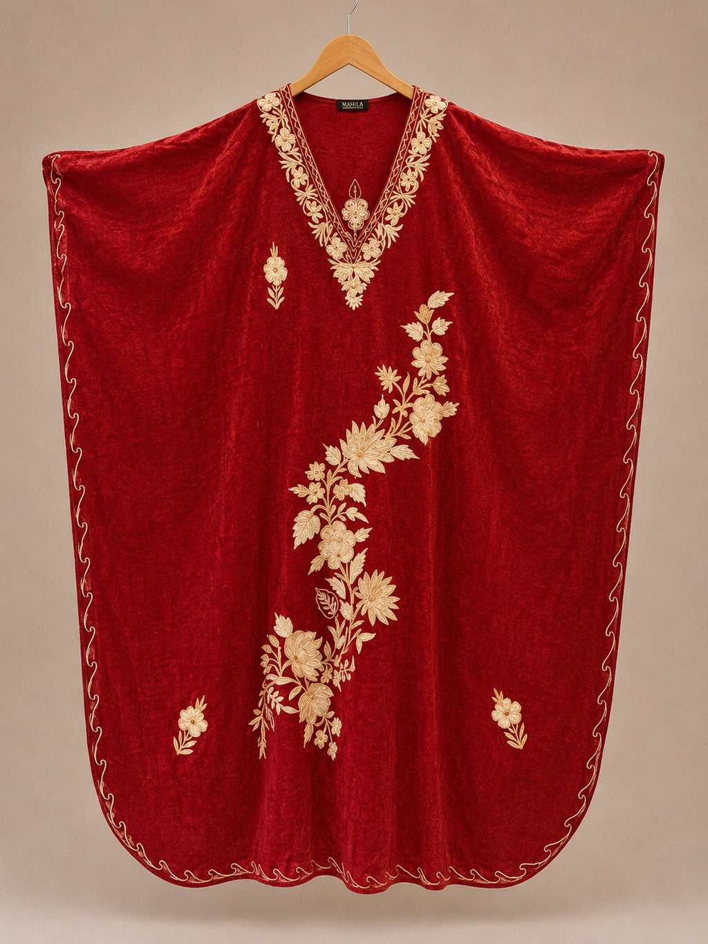Kaftan Bordado – Vermelho Floral Creme