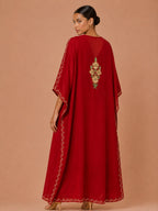 Kaftan Bordado – Vermelho Floral Amarelo Creme
