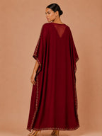 Kaftan Bordado – Vermelho Floral Roxo Azul
