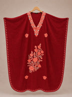 Kaftan Bordado – Vinho Buquê Rosa Coral Turquesa
