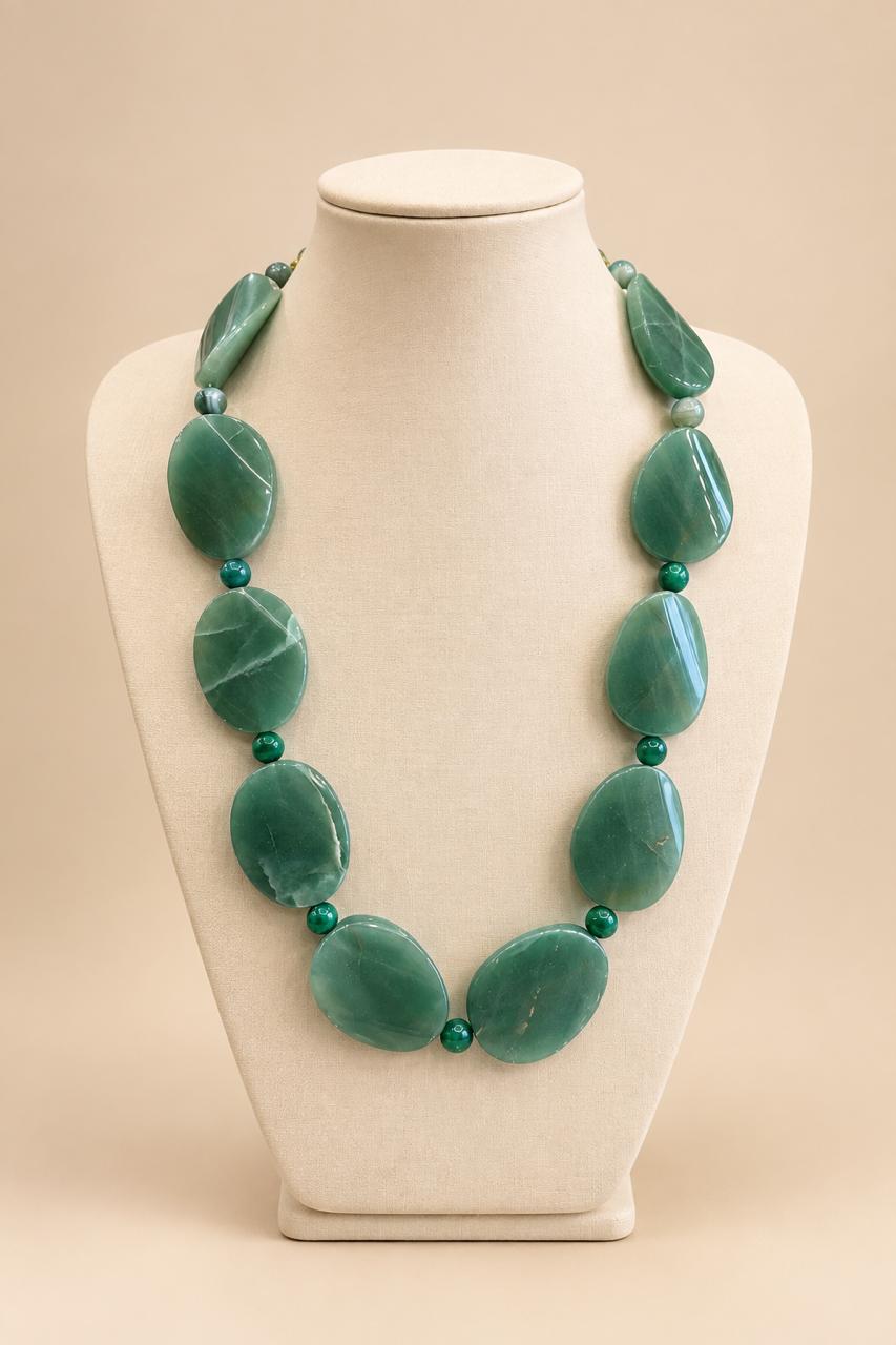 Colar Jade Verde e Ágata Verde