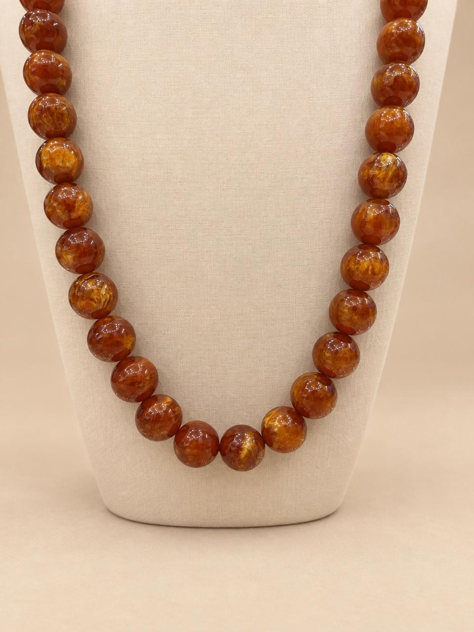 Colar de Âmbar Esfera Cor Caramelo