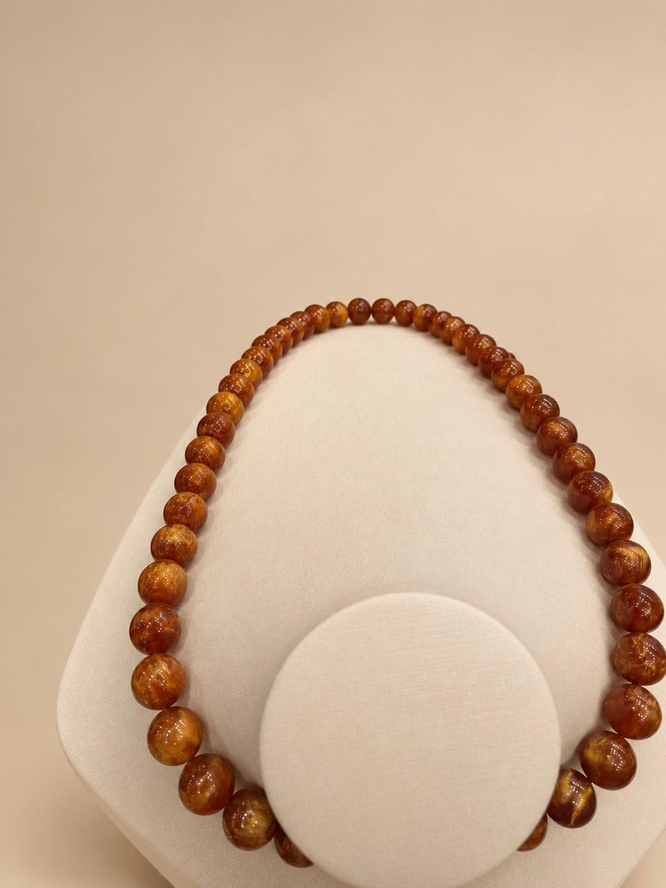 Colar de Âmbar Esfera Cor Caramelo