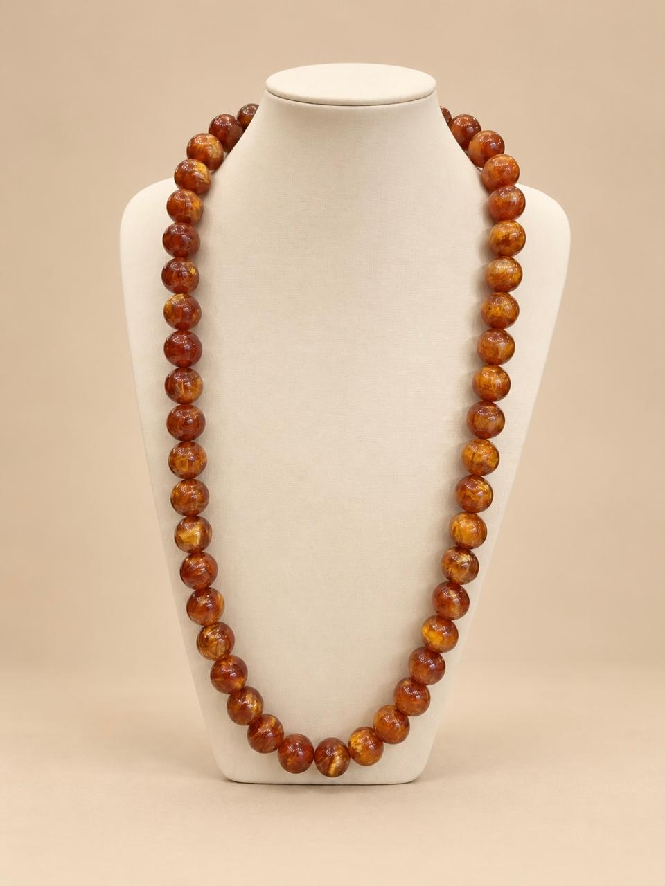 Colar de Âmbar Esfera Cor Caramelo