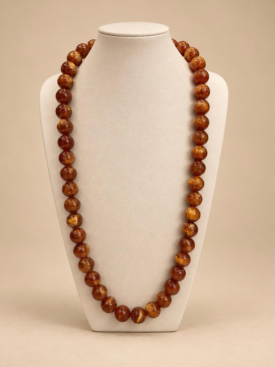 Colar de Âmbar Esfera Cor Caramelo