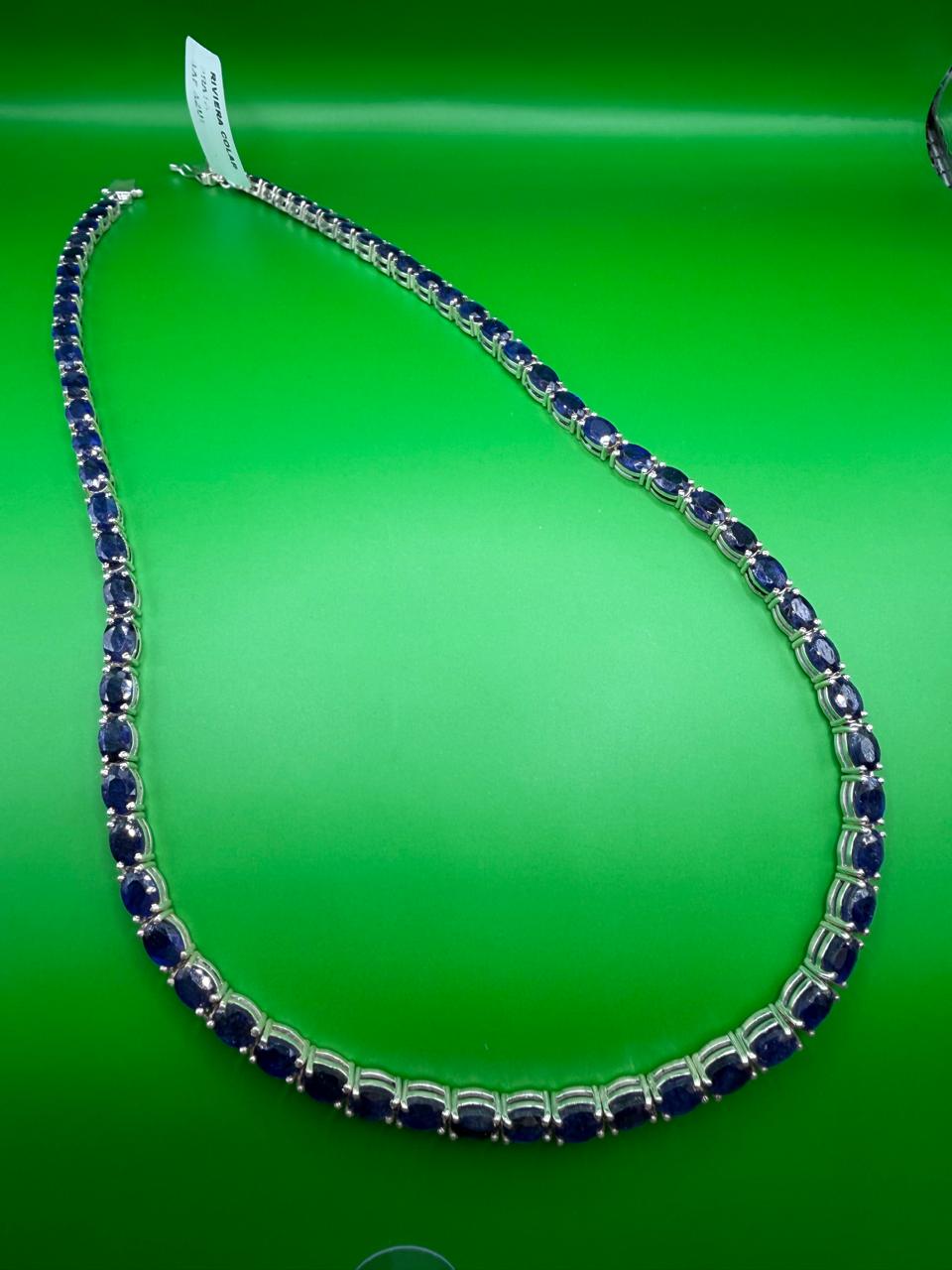 Colar Riviera Prata 925 com Safira Azul