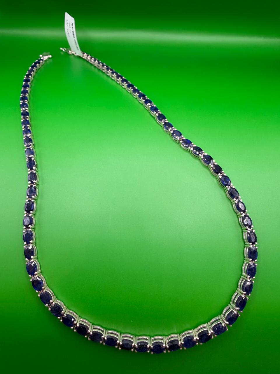 Colar Riviera Prata 925 com Safira Azul