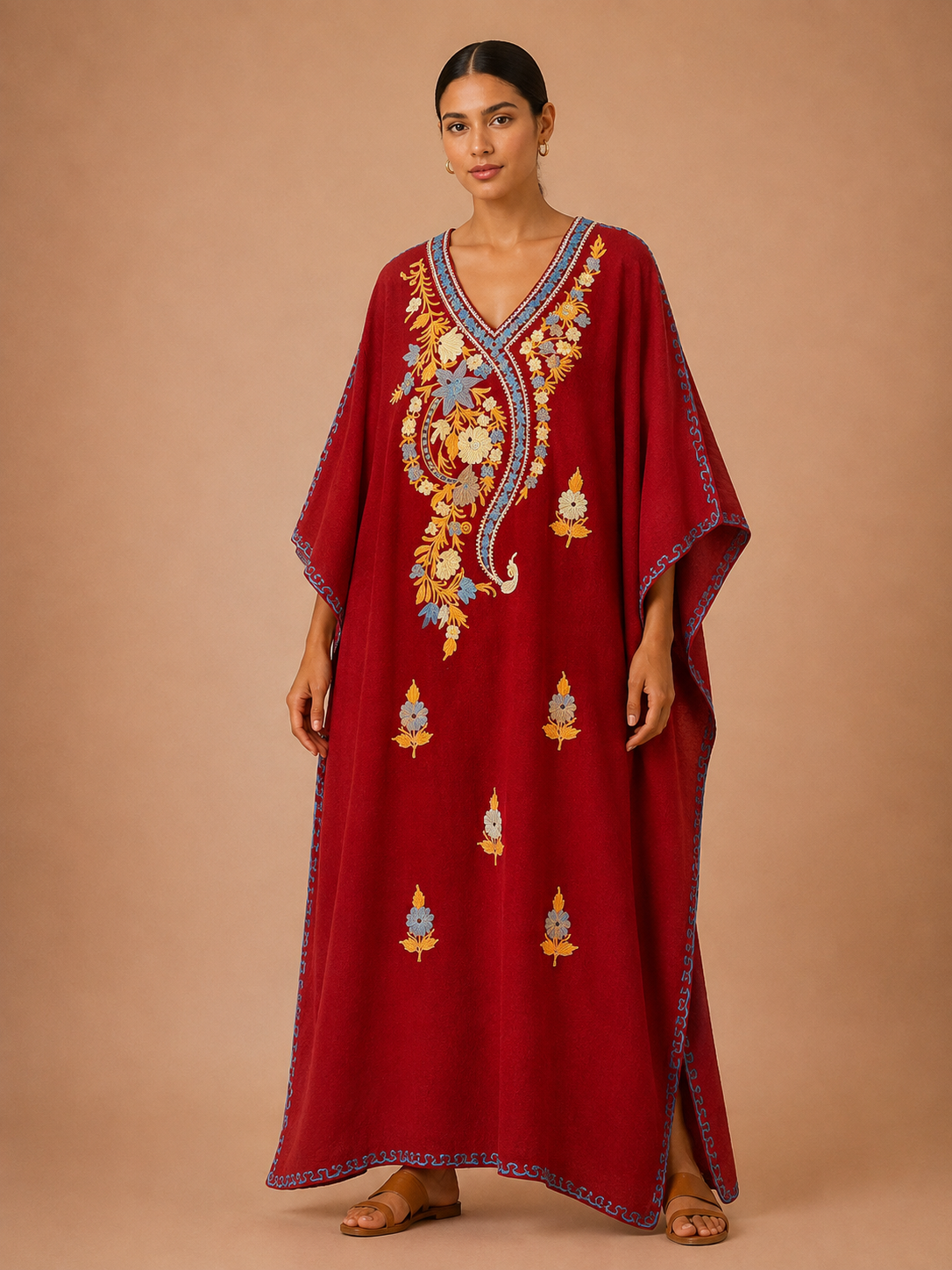 Kaftan de Algodão Bordado