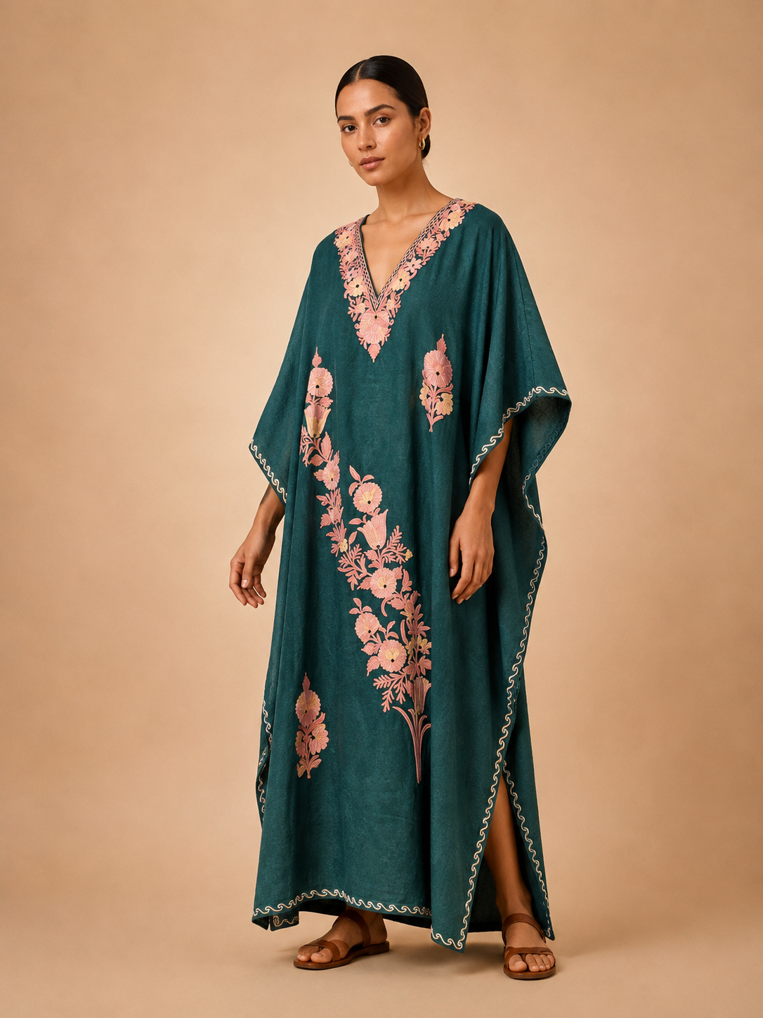 Kaftan de Algodão Bordado