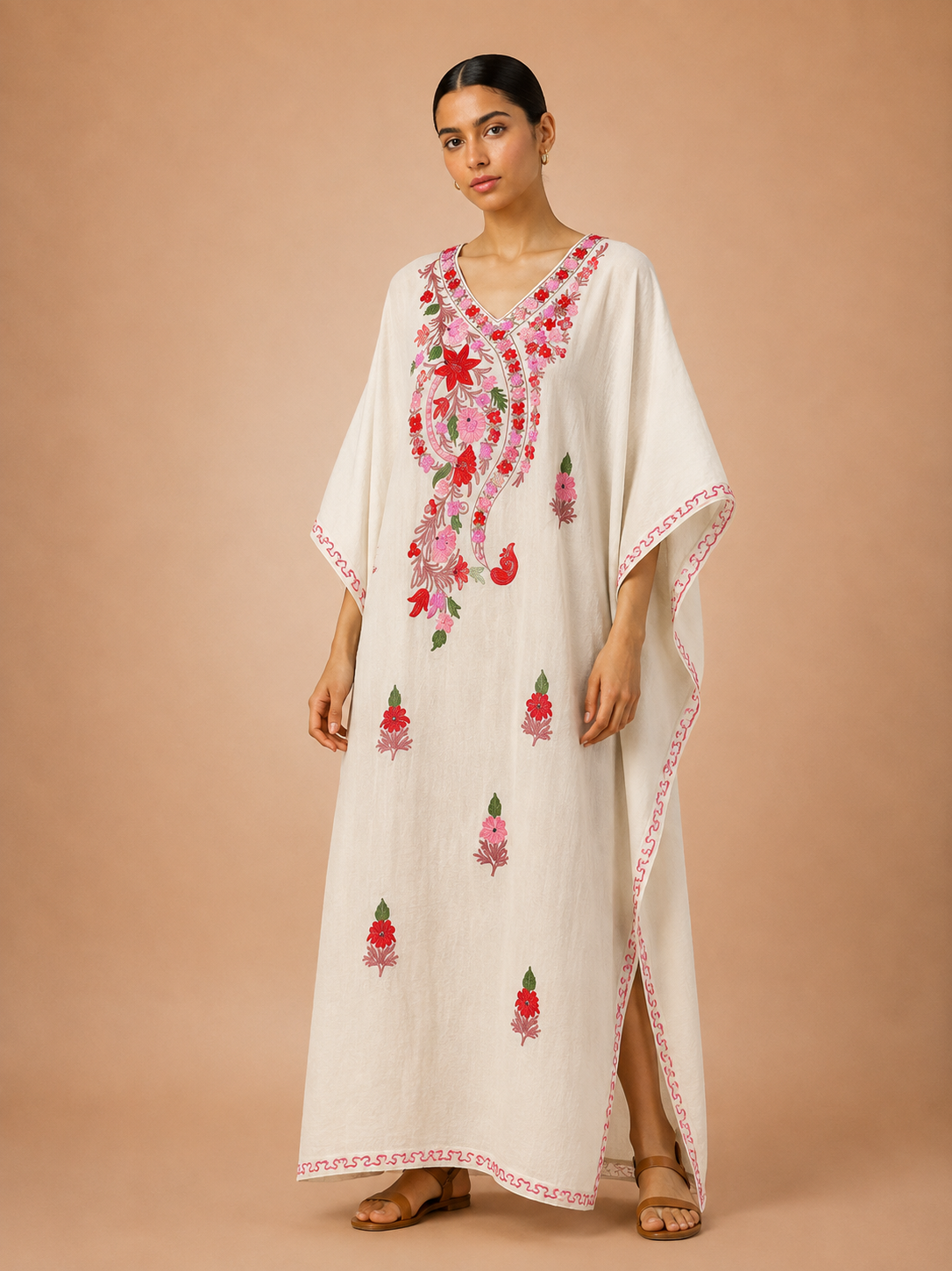 Kaftan de Algodão Bordado