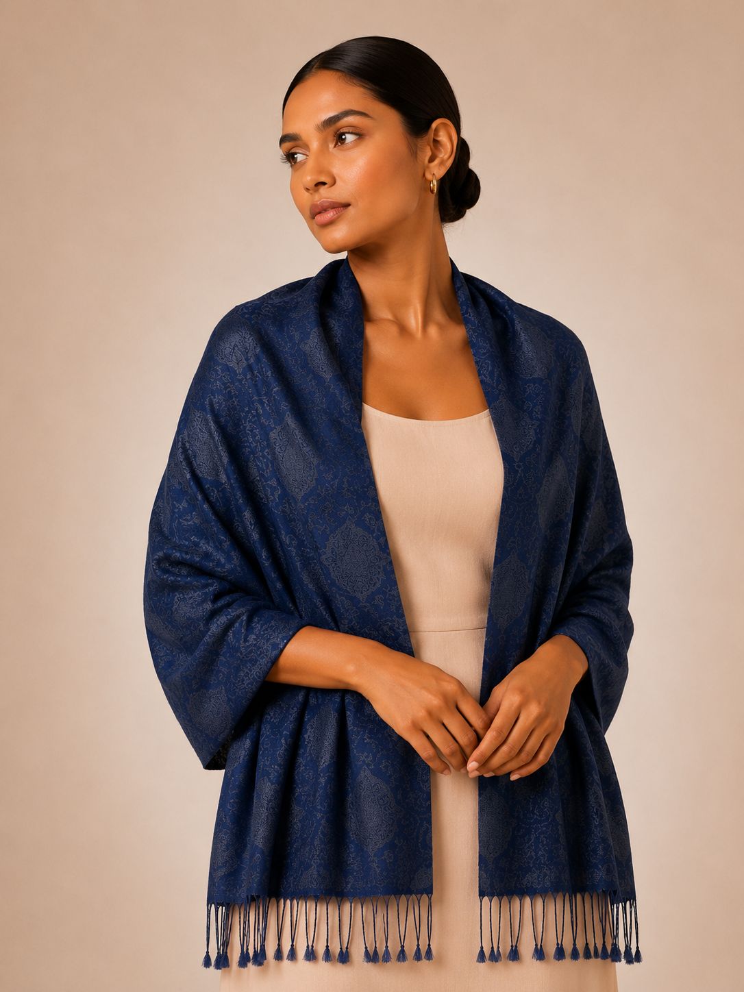 Pashmina 100% Seda com Franja
