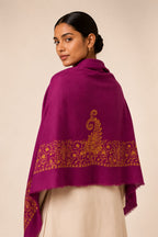 Pashmina Cashmere Bordada com Fio Metálico