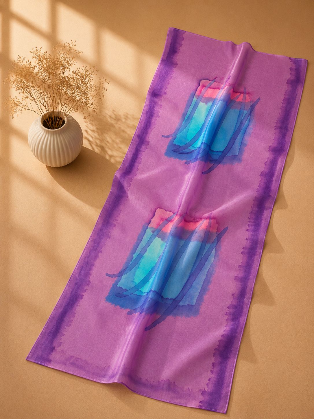 Lenço de Seda Retangular Estampado