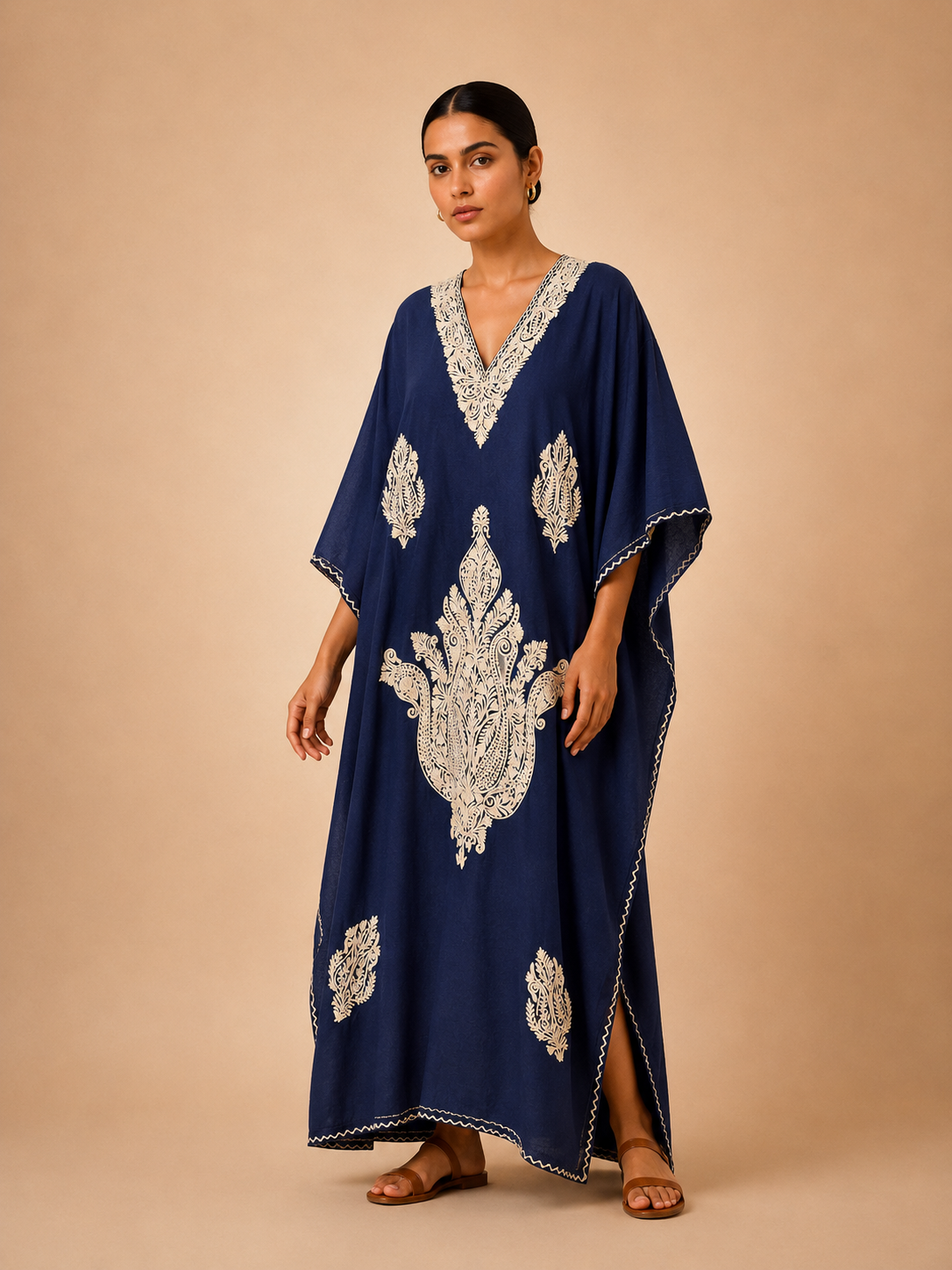 Kaftan de Algodão Bordado