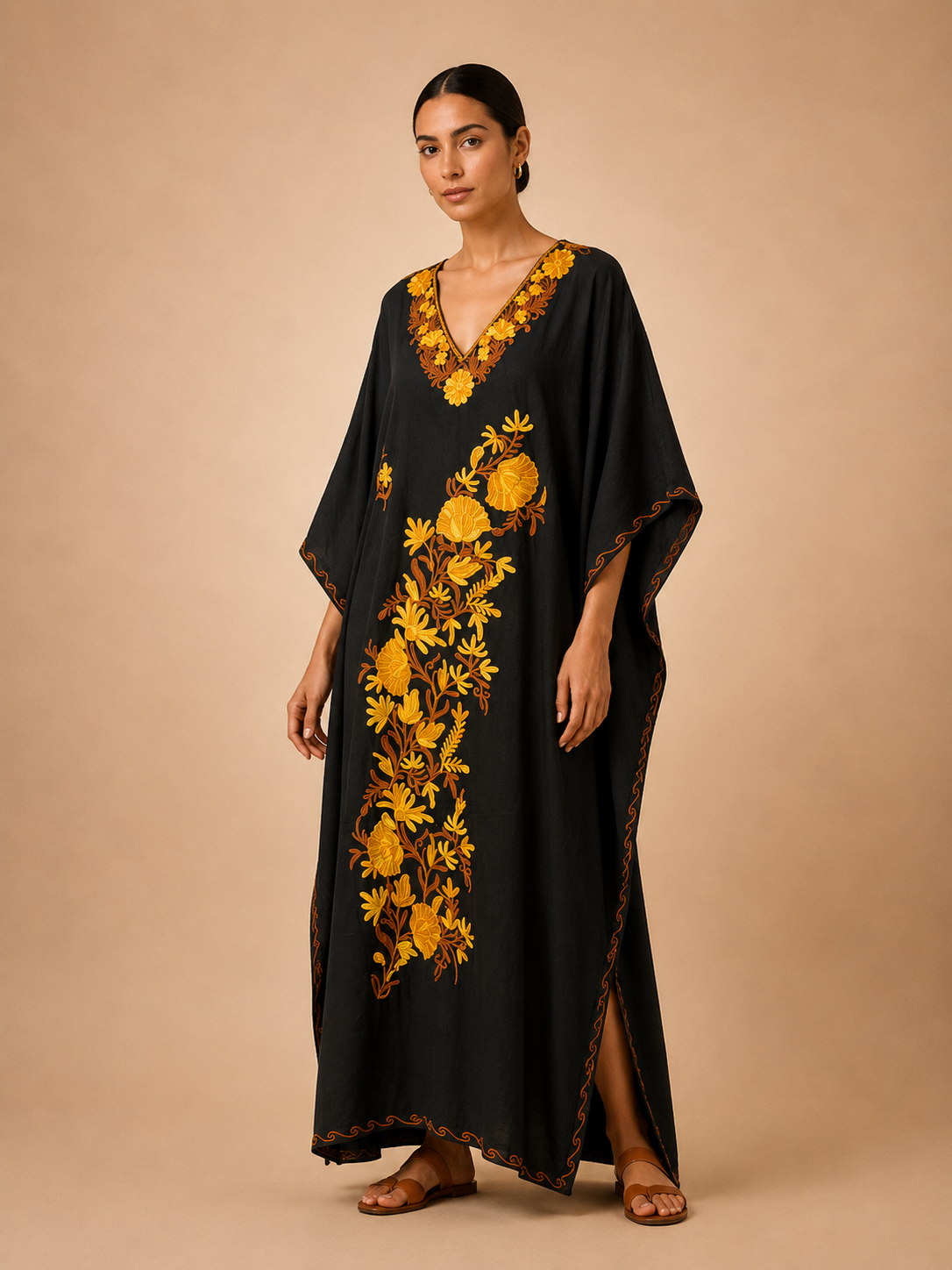 Kaftan de Algodão Bordado