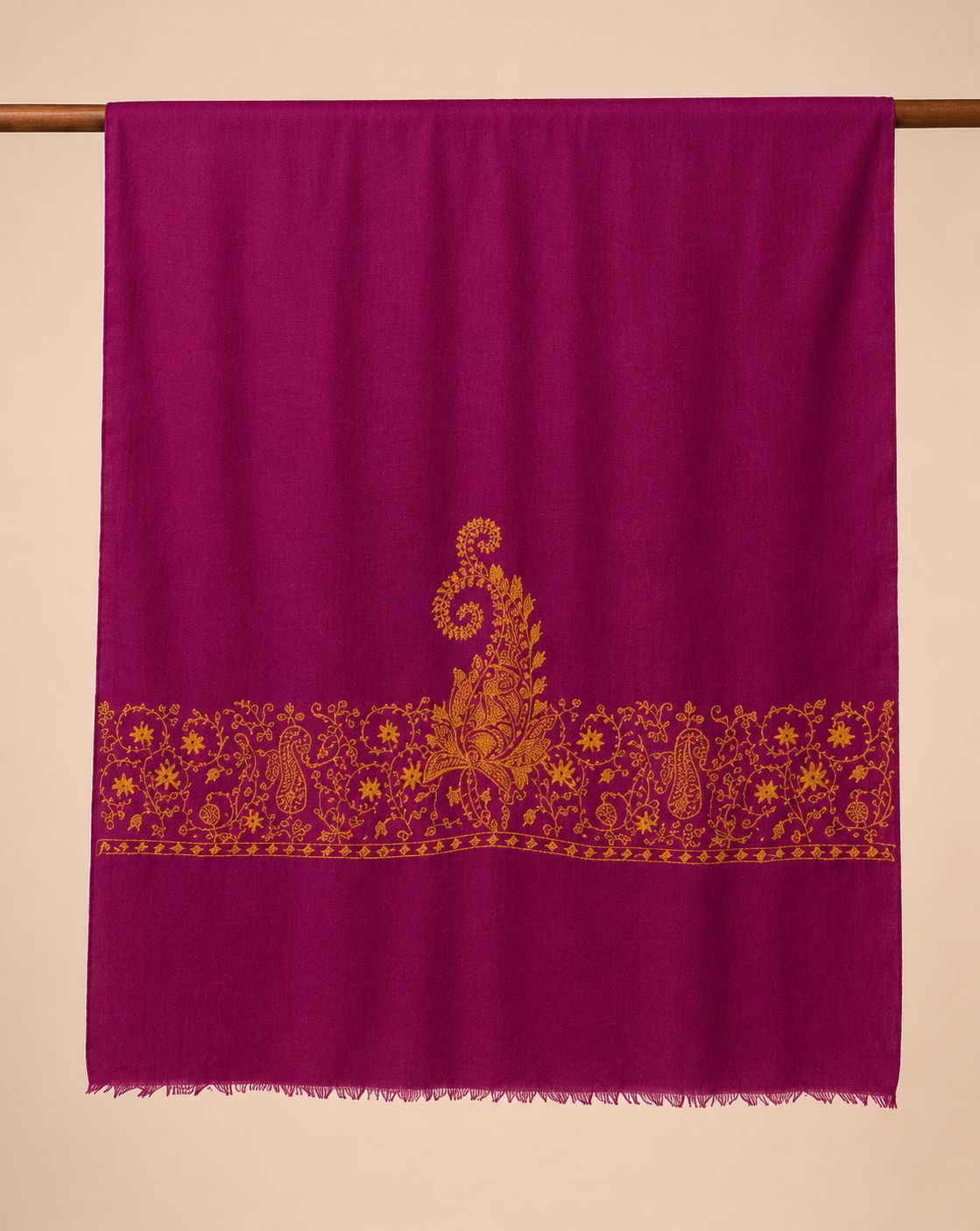 Pashmina Cashmere Bordada com Fio Metálico