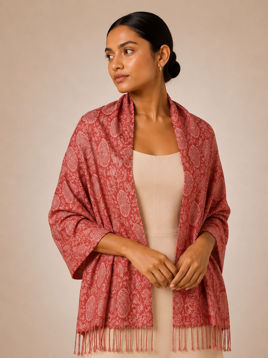 Pashmina 100% Seda com Franja