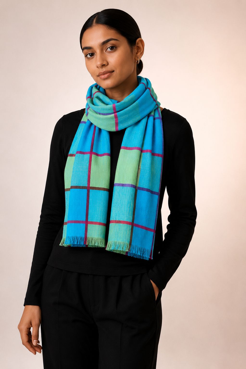 Pashmina Cashmere Premium Xadrez