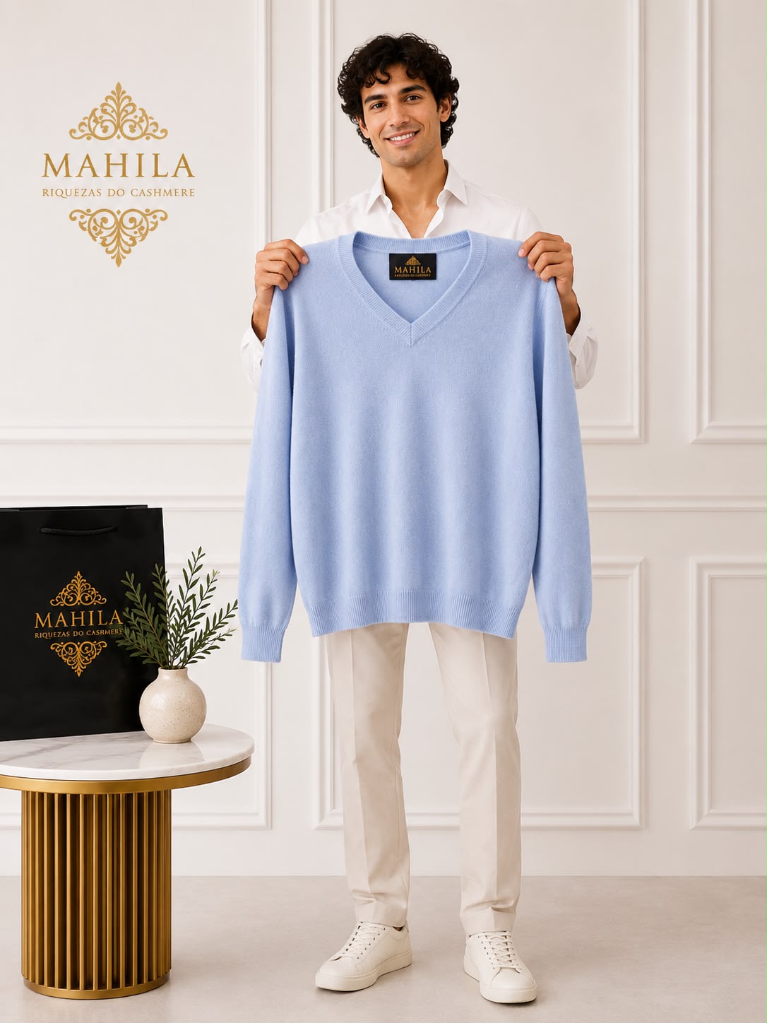 Suéter 100%lã de cashmere.gola redonda. Unissex. Tamanho único