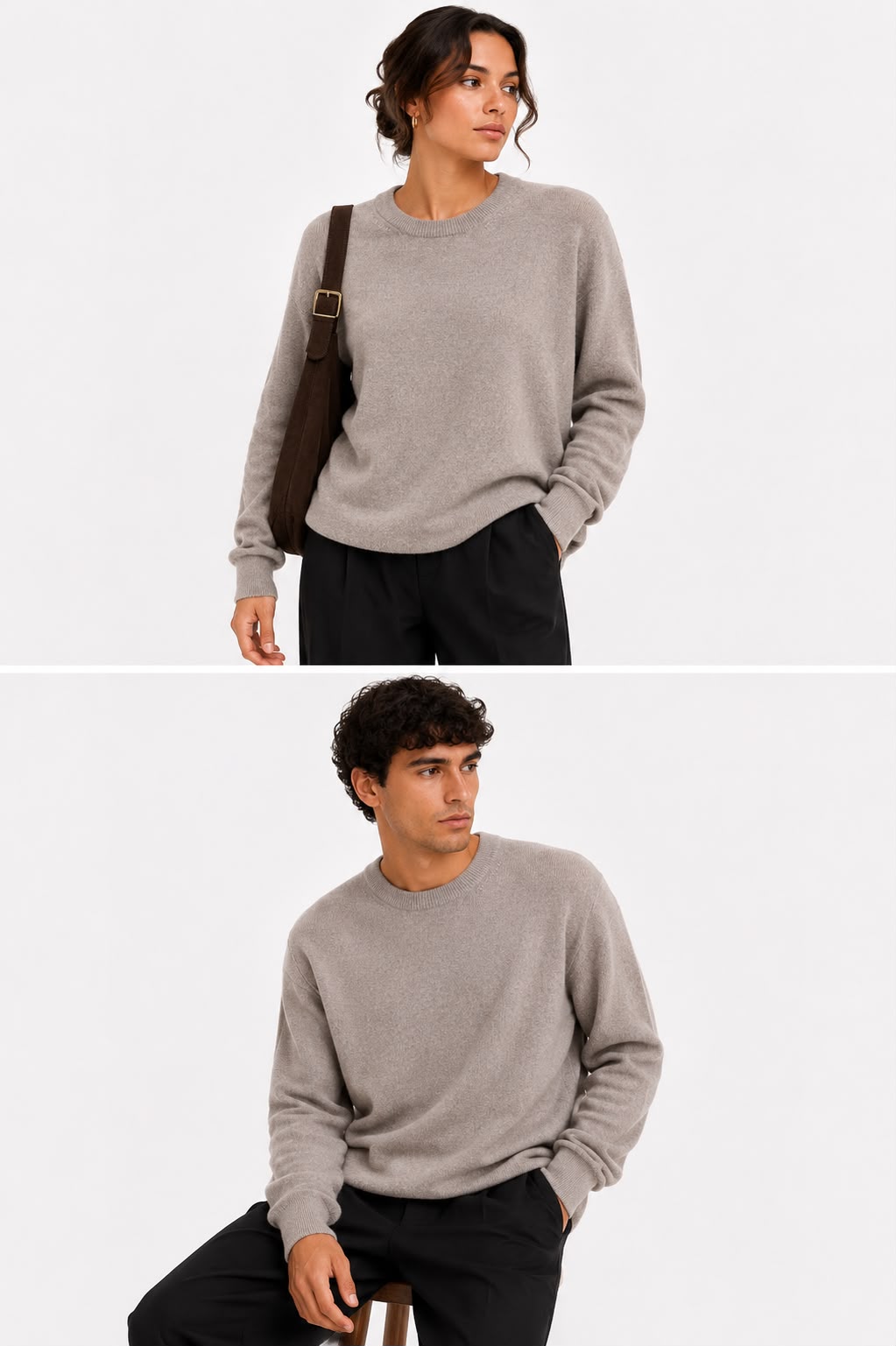 Suéter 100%lã de cashmere.gola redonda. Unissex. Tamanho único