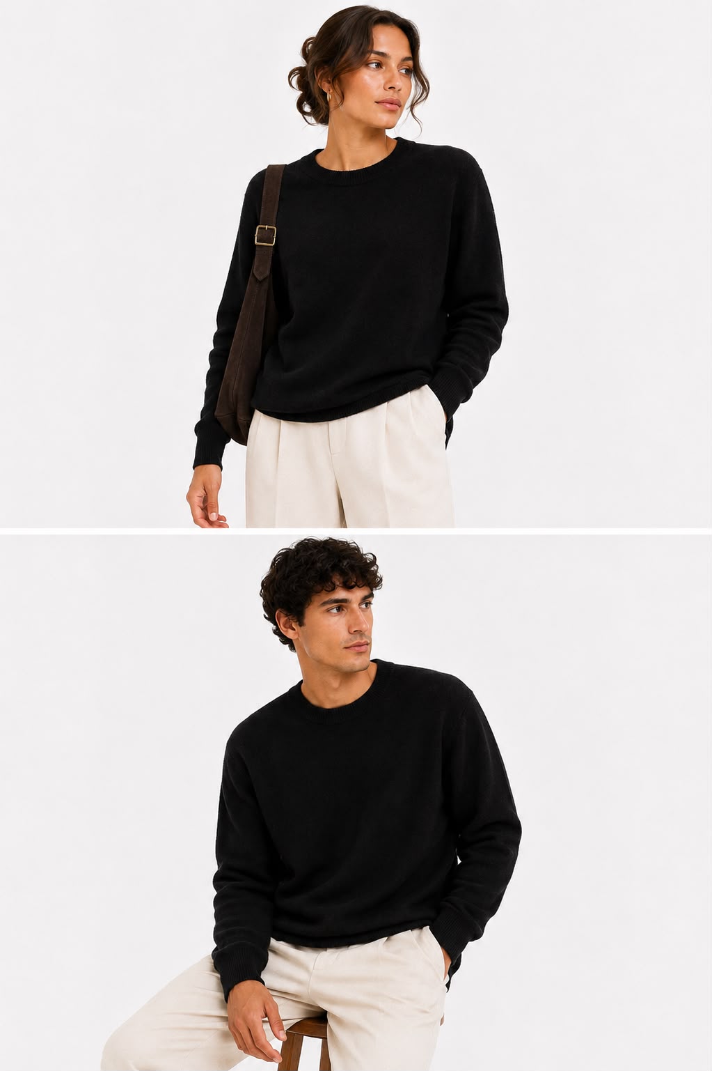 Suéter 100%lã de cashmere.gola redonda. Unissex. Tamanho único